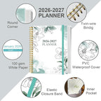 2026-2027 Planner - 18 Months Weekly & Monthly Planner from January 2026 - June 2027, Spiral Planners 2026-2027 with Elastic Closure, Inner Pocket, Medium 8.5" x 11", Teal Floral