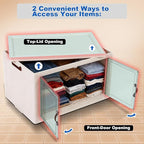 GCCSJ 480QT Stackable Storage Bins with Lids, 120Gal Extra Large Collapsible Storage Box with Wheel, Plastic Storages with Transparent Door for Home Bedroom Kitchen Garage, White