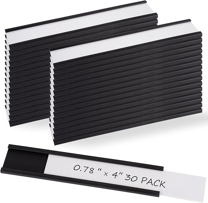 Realth C Channel Magnetic Label Holders 30 Pack 0.78" x 4" - Magnetic Name Plate for Shelving, Storage Bins, Classroom, Office, Library, Supermarket