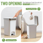 accep 2 Pack Bathroom Garbage Can with Lid, 2.6 Gallon /10 Liter Small Trash can, Press Top Bin & Step Metal Pedal Trash Bin, Mini Waste Basket for Bedroom, Home Office, Toilet, Dorm (Grayish-White)