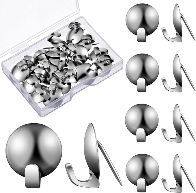 Zhengmy 30 Pcs Metal Cubicle Hooks Fabric Panel Wall Hooks Cubicle Clips Push Pins Picture Hangers for Bulletin Board 20 Lbs Kitchen Office Home Accessories Supplies(Silver)
