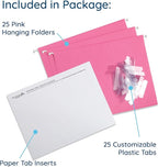Blue Summit Supplies 25 Pink Hanging File Folders Letter Size, Reinforced Hanging File Folders Pink, Designed for Home and Office Color Coded Organization