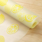 Lemon Print Shelf Liner for Kitchen Cabinets - Non-Adhesive Drawer Liner, Non-Slip Refrigerator Liner, Waterproof Fridge & Pantry Mat - Easy to Cut & Clean