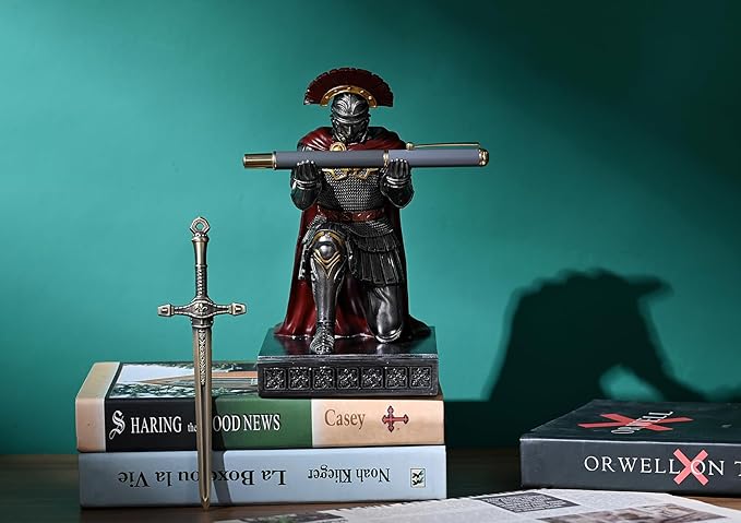 HDMbigmi Centurion Cloak Warrior Knight Pen Holder Mobile Phone Stand Desk Organizers and Accessories as Gift for Office and Home (Iron)
