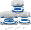 1800 Paper Clips Assorted Sizes Large, Medium and Small, Durable and Rustproof, Paperclips for Office School and Personal Use, Office Supplies Document Organizing (50mm, 33mm, 28mm) (Silver)