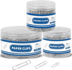 1800 Paper Clips Assorted Sizes Large, Medium and Small, Durable and Rustproof, Paperclips for Office School and Personal Use, Office Supplies Document Organizing (50mm, 33mm, 28mm) (Silver)