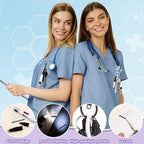 12 pcs Nurse Pen Set Two Colors Black Silver Include Permanent Marker Pen Pen Lights for Nurses Retractable Ballpoint Pen Nursing Keychain Clip Foldable Scissors LED Flashlight Keychain for Nurses