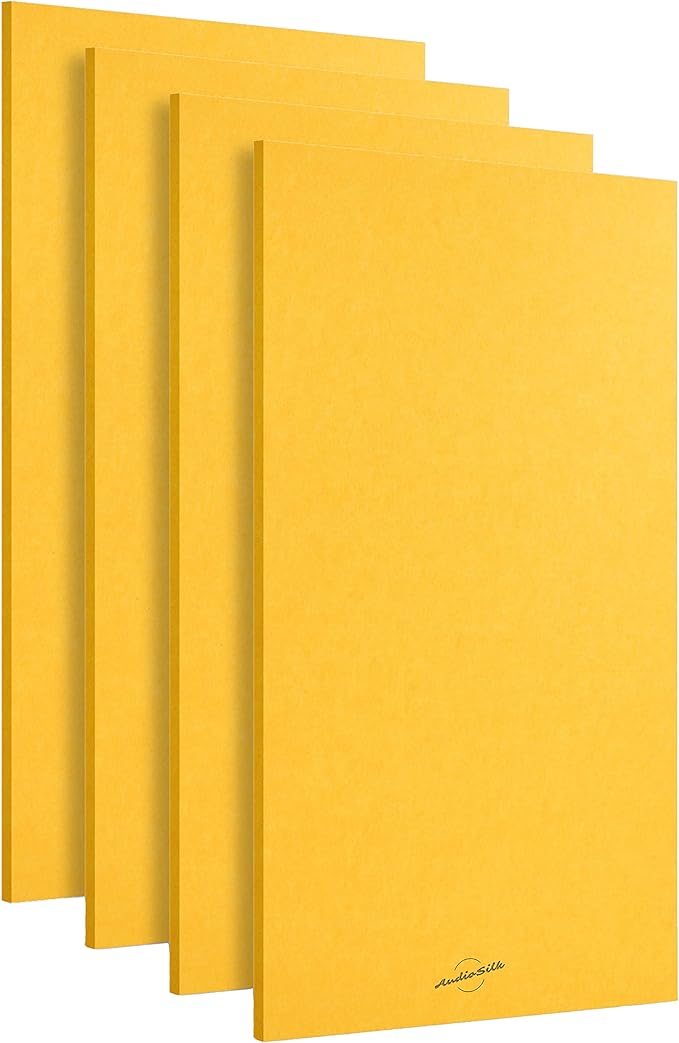 AudioSilk Acoustic Panels, 4 Pack ROOM KIT, Large, 46" x 23", Yellow