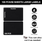 100 Pcs Labels for Storage Bins, 6 x 4 inch Black Large Label Stickers with 1 Liquid Chalk Marker Removable Labels Adhesive Chalkboard Labels Tear Resistant No Residue for School Business Home