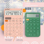 CATIGA 12 Digit Desktop Calculator Basic Desk Calculator with Large LCD Display, Big Buttons, 4 Function, Solar and Battery Dual Power, for Office, School, Home, SD-1292 Pink
