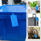 100 Plastic Shipping Tags - Waterproof, Writable, Hanging Tags with One Marker Pen (Navy Blue)