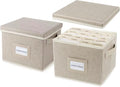 Greeting Card Organizer Box with 16 Dividers,Collapsible Greeting Card Storage Box with Handles Hold 150+ Cards,Greeting Card Holder for Greeting Cards,Sticker, Recipes, Photo, Envelope (Beige, 2 pcs)