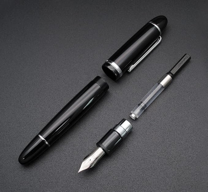 JINHAO X159 Fountain Pen (EF Nib 0.38mm, Black with Silvery Clip)