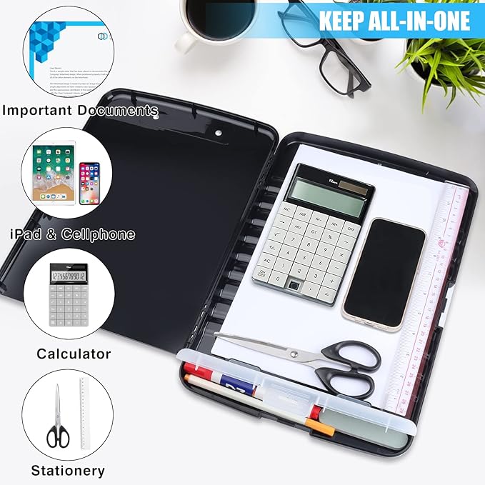 Black Clipboard with Storage Heavy Duty,TFDLCG zm Clip Boards 8.5x11 with Pen Holder,A4 Letter Size Nursing Clipboard Case,Plastic Clip Board Light Weight for Men Teachers Office,School Home Work