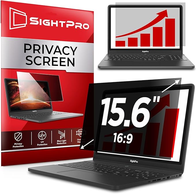 SightPro 15.6 Inch 16:9 Laptop Privacy Screen Filter - Computer Monitor Privacy Shield and Anti-Glare Protector