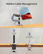 Ergounion Single Monitor Arm Desk Mount, Holds Screens up to 40 Inches and 25 lbs, Fully Adjustable Vesa Monitor Mount with C-Clamp and Grommet Base, Aluminum, Silver
