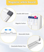 AMUSIGHT Double-Sided Magnetic Whiteboard, 36" x 24" Dry Erase Board, Aluminum Frame White Board for Wall, Hanging Mounting White Board Dry Erase Marker Board with 4 Markers, 1 Pen Tray