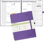 POPRUN Monthly Planner 2026-2027 (Large 8.5" x 10.5") 18 Months Calendar Book(Jan 2026 - Jun 2027) - 4 Pages per Month with Expense & Notes, Stair-like tabs, Leather Cover, Sunday Start - Purple