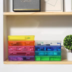 novelinks Stackable Plastic Clear Storage Box Containers with Latching Lid - Art Craft Supply Organizer Storage Containers for Pencil Box, Crayon, Beads, Jewelry (9 Pack Medium -Color)