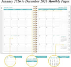 2026 Planner - A5 Weekly & Monthly Planner Spiral Bound, January 2026 - December 2026, with Flexible Cover, Tabs, Inner Pocket, 6.4" x 8.5", Rose Leaf