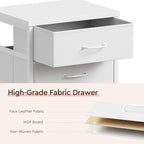 Maihail 3 Drawer Mobile File Cabinet with Wheels Fabric Vertical Filing Cabinet fits A4 or Letter Size for Home Office,White
