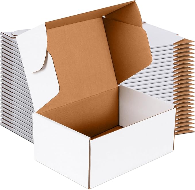 JOWLOT 9x6x4 inch Small Shipping Boxes Set of 25, White Corrugated Cardboard Box Literature Mailer for Mailing Packing Moving and Storage