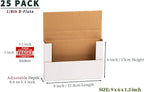 YUSHYIJIE 9x6x1.3 inch Small Shipping Boxes, Multi-Depth Flat Cardboard Boxes with Fragile Stickers for DVD Shipping, Packing, Moving, Storage, White, 25 Pack