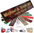 Engraved Name Plates for Door Sign Personalized Burlwood Plastic Plaque with Gold Letters - Made in USA 2x10 N2