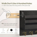 FifthQuarter Key and Mail Holder for Wall, Mail Organizer Wall Mount with 6 Hooks and Storage Drawer, Easy Installation Key Rack for Entryway and Home Decor (A-Black)