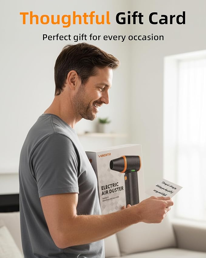 [Upgraded] Compressed Air Duster, 180000RPM High-Velocity Electric Air Duster with Stepless Speed Control, Rechargeable Portable Cordless Air Blower for Home, Car, Computer, and Keyboard Cleaning