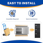 BYNSOE 3 Drawer File Cabinet with Lock Metal Vertical File Cabinet Office Home Narrow File Cabinet for A4 Legal/Letter Size,Assembly Required (Black, 3 Drawers-Vertical)