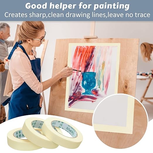 Fainne Masking Tape Bulk General Purpose Masking Painting Tape 55 Yards for Painting Home Office School Stationery Arts Crafts Basic Use, Easy Removal(45 Rolls,0.8 Inch)
