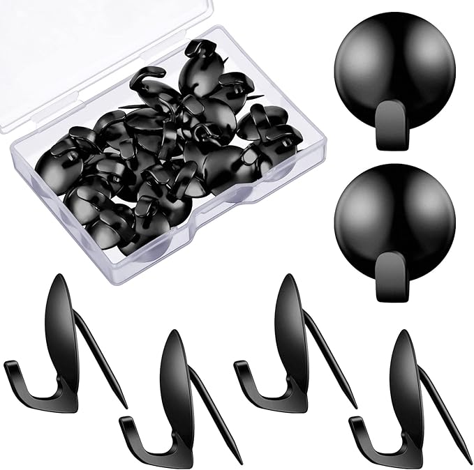 Zhengmy 30 Pcs Metal Cubicle Hooks Fabric Panel Wall Hooks Cubicle Clips Push Pins Picture Hangers for Bulletin Board 20 Lbs Kitchen Office Home Accessories Supplies(Black)