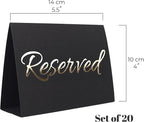 20 Pack Black Reserved Table Sign with Golden Letters - Reserved Signs For Wedding - Wedding Accessories - Tent Cards For Reserving Seats & Places - Place Cards for Party