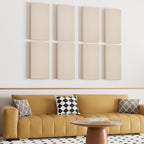 TONOR 4 PCS Large Acoustic Panel, 23.6″ * 11.8″ * 2.36″ 3D Fiberglass Sound Proof Panel with Full Self-Adhesive, Decorative Echo Absorbing Wall Panel, for Studio, Living Room, Home, Office, Beige