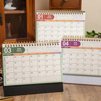 Large Desk Calendar 2026, Standing Flip Medium Desktop Calendar from Now to December 2026 - Metal Ring Twin-Wire Binding Monthly Desk Calendar for Home Office School, 9.9" × 8.7"(L-Black)