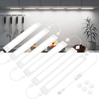 maylit Under Cabinet Lighting Plug in, 6 Pcs 14 Inch Linkable Ultra Bright LED Light Bars, Renter Friendly Lamp, Wired Indoor Lights for Kitchen Cabinet, Counter, Workbench, Desk, Shelf, Cool White