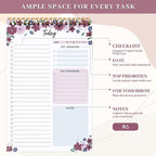 Thboxes 60 Pages To Do List Notepad, 6.7” X 9.8” To Do List Notebook Tear Off for Work Woman & Man Task Planner Notebook for Office School Task Checklist Pad Purple