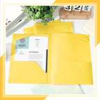 Henoyso 18 Pcs Plastic Folders with Clear Front Pockets Heavy Duty File Folders with 2 Pockets and Card Slot for Student Communication School Office Presentation Report (Yellow)