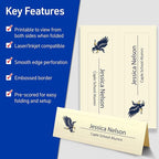 Avery Printable Tent Cards, 3.5" x 11", Ivory with Embossed Border, 50 Blank Place Cards for Laser or Inkjet Printers (5915) (Pack of 5)