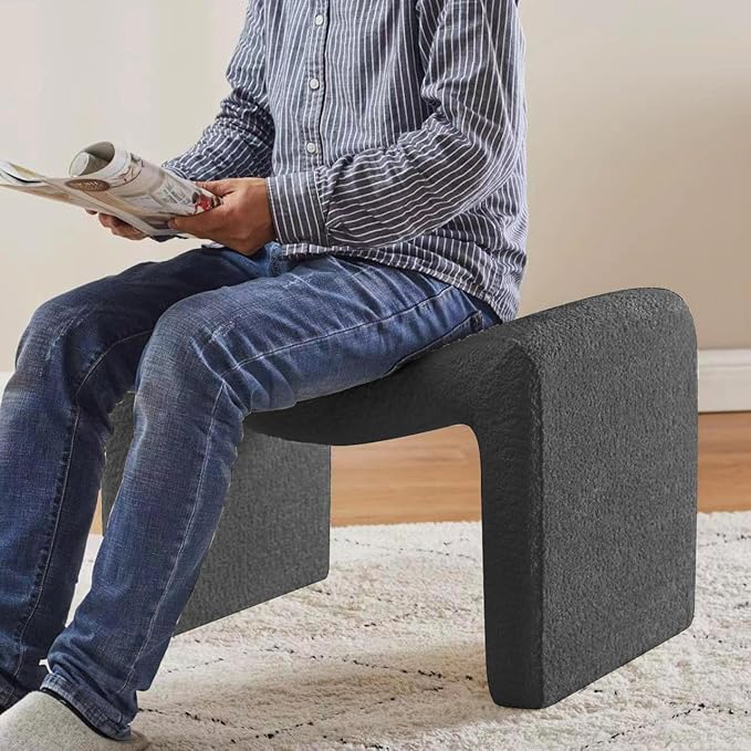 VANOMi Small Footstool Ottoman, Multi-Functional Modern Foot Stool, Sofa Footrest Extra Seating for Living Room, Entryway, Hallways and Bedrooms, Small, Dark Gray