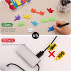 Trilancer Cord Labels Cable Label, Multicolored Handwriting Cord Tags - Kitty Head Shape Tags for Organizing Wires and Identification, Reusable with Multiple Uses - 32 PCS