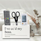 XPH Funny Office Pen Pencil Holder Organizer for Desk, Coworker Gifts for Women Men, I've Cc'd My Boss Funny Wooden Box Sign for Home Office Workplace Desk Tabletop Decorations