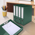 HUA JIE A4 Storage File Boxes Plastic Archives Cases with Clip, PVC File Folder Organizer Document Storage Filing Box for Office,32.5×6.5×24 cm, Green(Pack of 6)