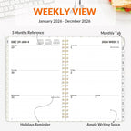 SUNEE 2026 Planner, Weekly and Monthly Calendar Planner, January 2026-December 2026, Daily Agenda with Tabs, Note Pages, Spiral Binding, 6.4"x8.3", Black