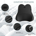 Skechers Air-Cooled & Memory Foam Lumbar Pillow,Lumbar Support Pillow for Office,Chair Lower Back Pain Relief Lumbar Pillow,Ergonomic Design Back Support Pillow for Office Chair,Car,Home,Travel,Black