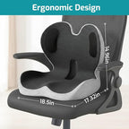 Memory Foam Seat Cushion,Office Chair Cushion with Lumbar Support,L-Shape Ergonomic Cushions with Strap,Non-Slip Sciatica,Hemorrhoids, Tailbone Pain Relief for Office Workers,Driver (Black+Light Gray)