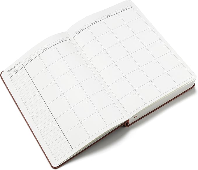 Wykeham's Executive 2026 Undated Daily Journal Planner – Customization Available (Brown, 8.5"×5.5" - Undated)