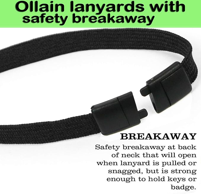 Ollain 25 Pack Breakaway Lanyard with J-Hook Bulk Flat Lanyards for Name tag ID Badges