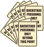 Portrait Round Backstage Personnel Only Beyond This Point Door or Wall Sign Easy Installation | Music | Concert | Festivals Sign (Ivory/Dark Brown) - Large (10 Pack)